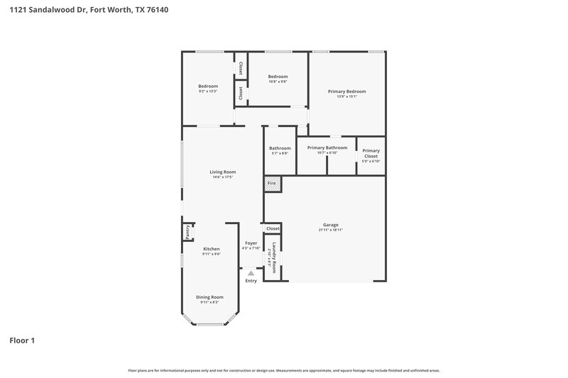 1,800/Mo, 1121 Sandalwood Dr Fort Worth, TX 76140 Floor Plan View