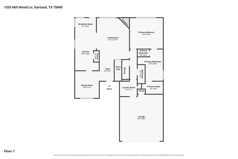 2,655/Mo, 1333 Mill Wood Ln Garland, TX 75040 Floor Plan View