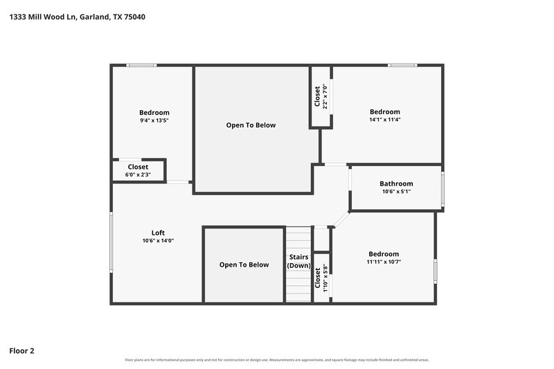 2,655/Mo, 1333 Mill Wood Ln Garland, TX 75040 Floor Plan View 2