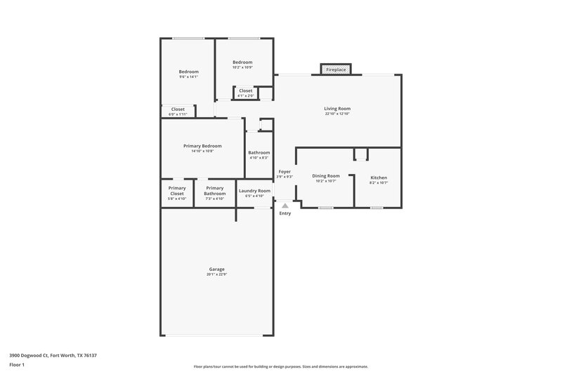 1,815/Mo, 3900 Dogwood Ct Fort Worth, TX 76137 Floor Plan View