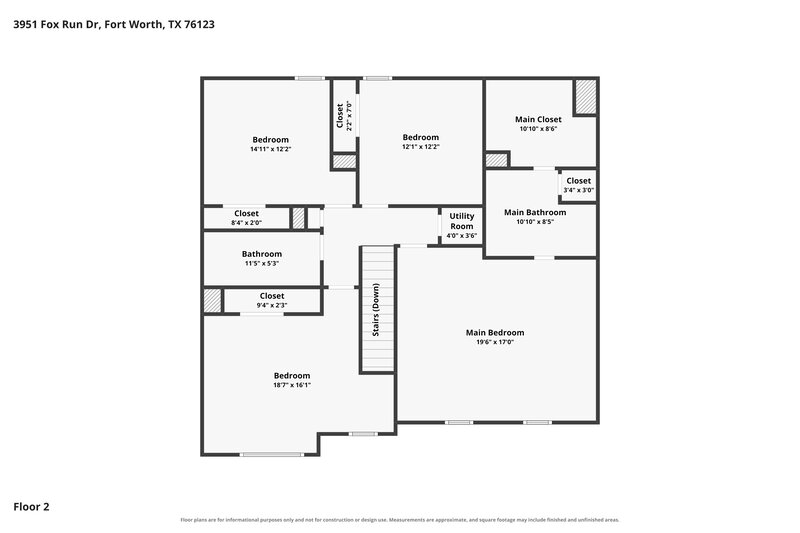 2,190/Mo, 3951 Fox Run Dr Fort Worth, TX 76123 Floor Plan View 2