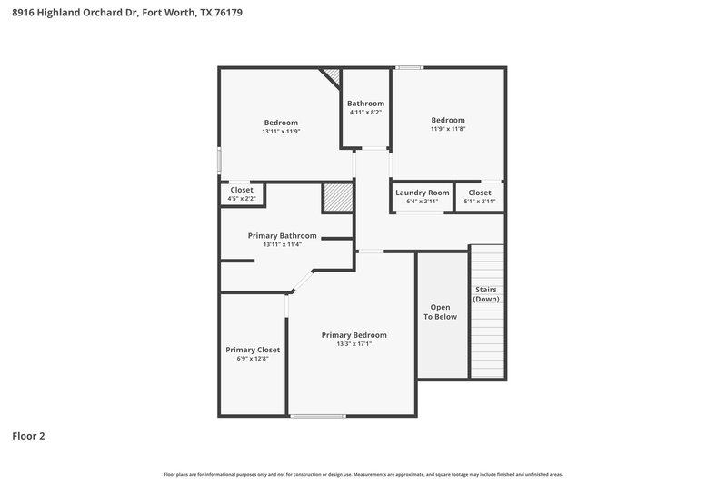 2,200/Mo, 8916 Highland Orchard Dr Fort Worth, TX 76179 Floor Plan View 2
