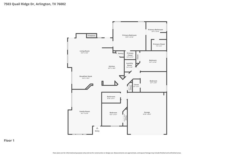 2,240/Mo, 7503 Quail Ridge Dr Arlington, TX 76002 Floor Plan View