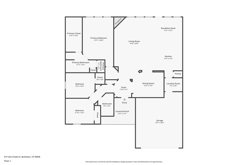 2,170/Mo, 217 Ute Creek Ct Burleson, TX 76028 Floor Plan View
