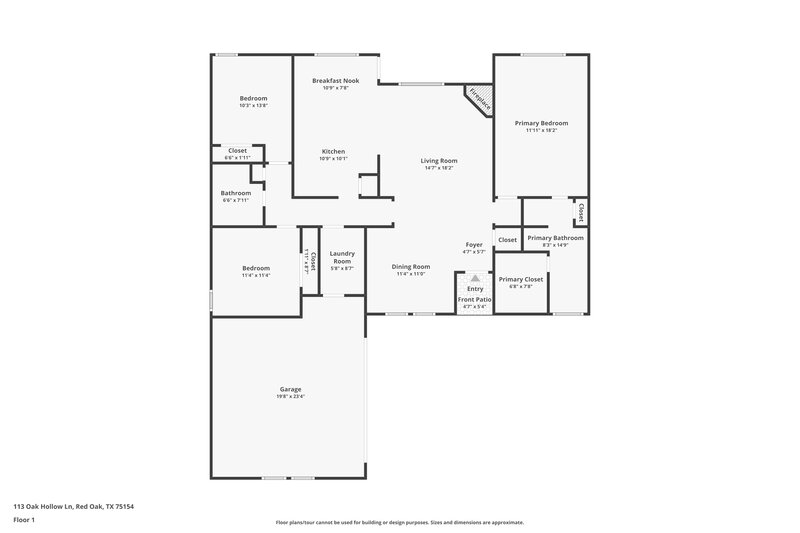 2,180/Mo, 113 Oak Hollow Ln Red Oak, TX 75154 Floor Plan View