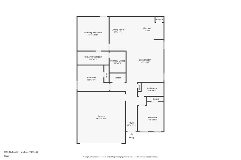 1,800/Mo, 1153 Skyline Dr Hutchins, TX 75141 Floor Plan View