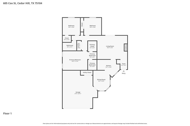 2,000/Mo, 605 Cox St Cedar Hill, TX 75104 Floor Plan View