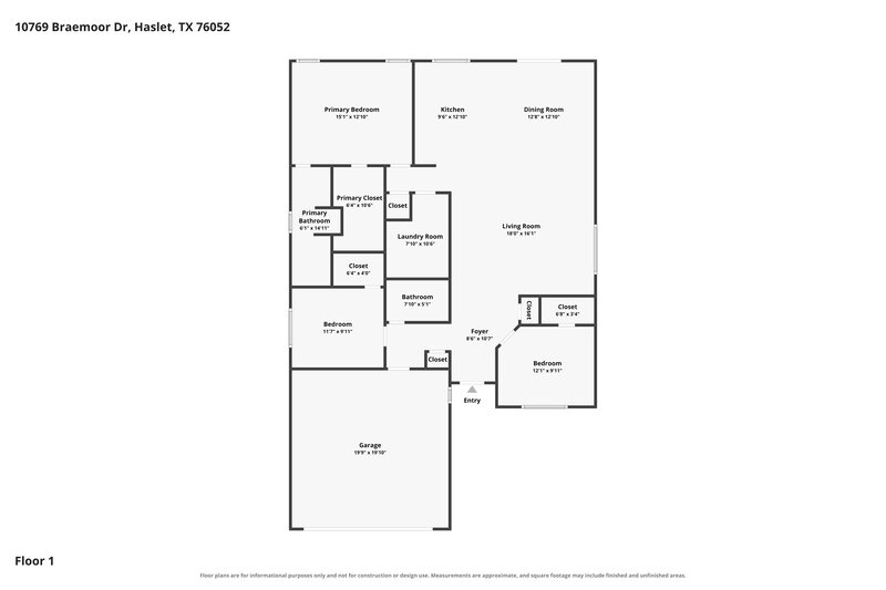 1,940/Mo, 10769 Braemoor Dr Haslet, TX 76052 Floorplan View