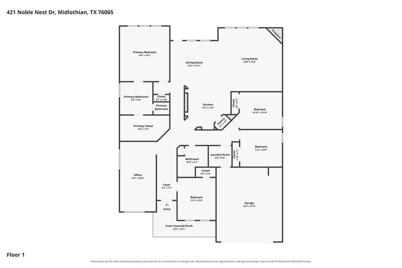 3,275/Mo, 421 Noble Nest Dr Midlothian, TX 76065 Floor Plan View