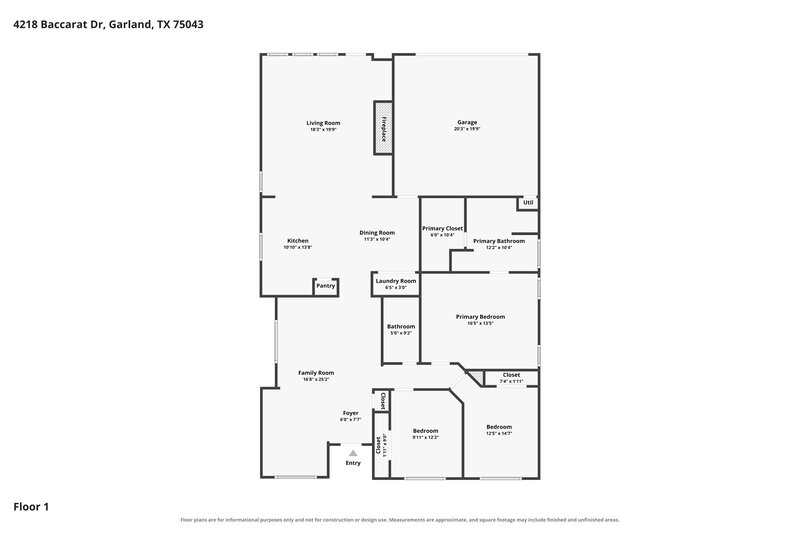 2,520/Mo, 4218 Baccarat Dr Garland, TX 75043 Floor Plan View