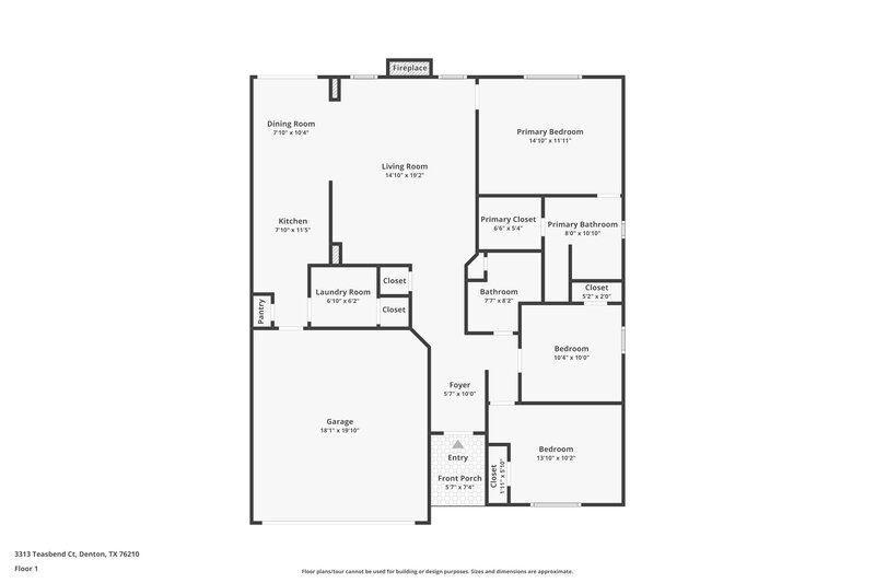 2,000/Mo, 3313 Teasbend Ct Denton, TX 76210 Floor Plan View