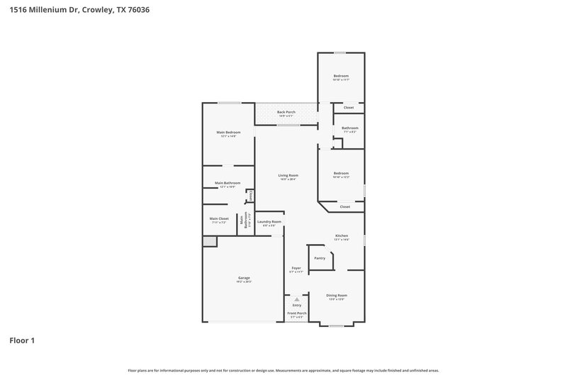 1,895/Mo, 1516 Millennium Dr Crowley, TX 76036 Floor Plan View