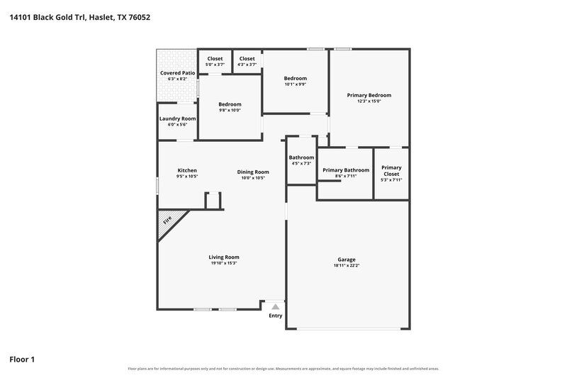 1,980/Mo, 14101 Black Gold Trl Haslet, TX 76052 Floorplan View