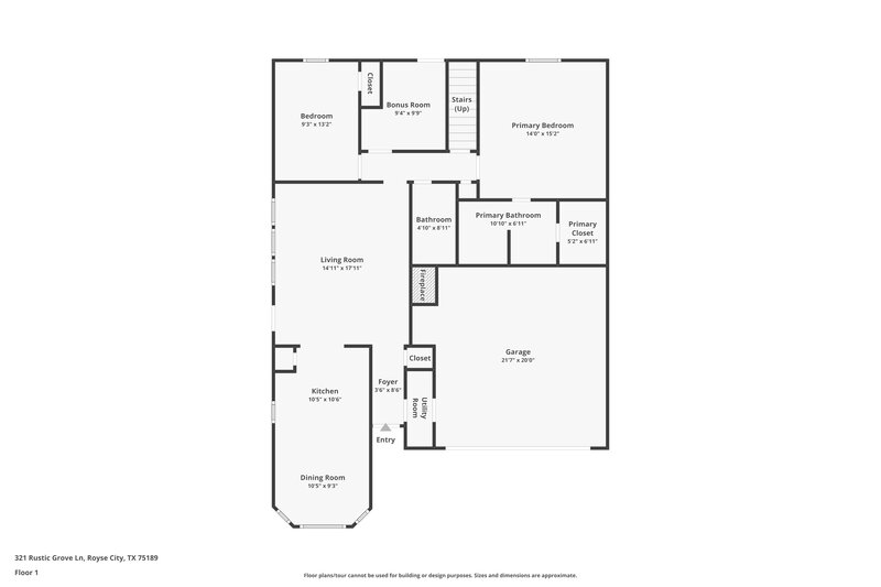 1,745/Mo, 321 Rustic Grove Ln Royse City, TX 75189 Floorplan View 2