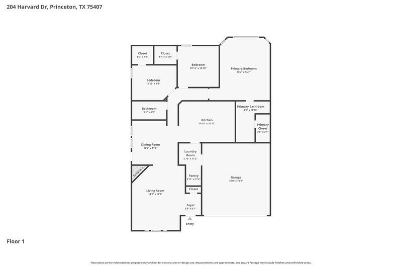 1,780/Mo, 204 Harvard Dr Princeton, TX 75407 Floor Plan View