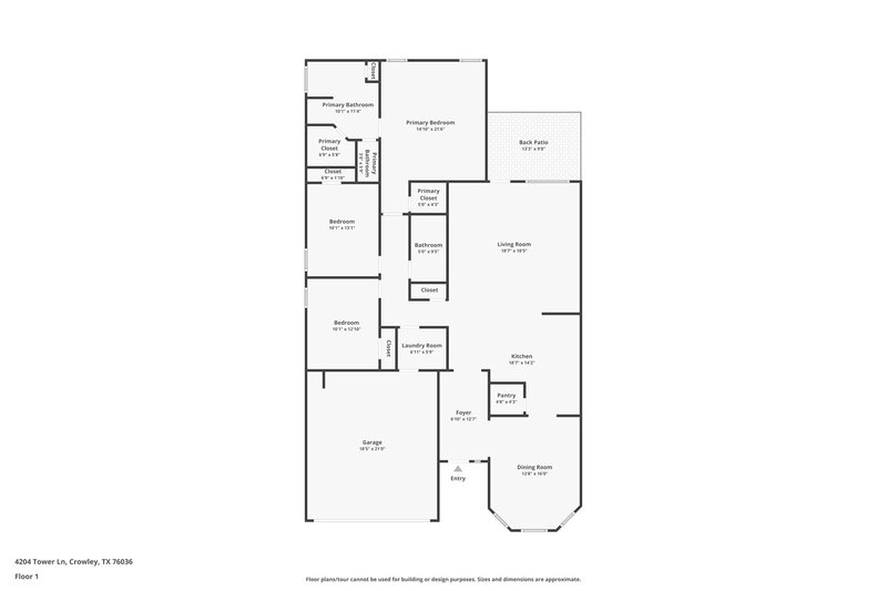 2,180/Mo, 4204 Tower Ln Crowley, TX 76036 Floor Plan View