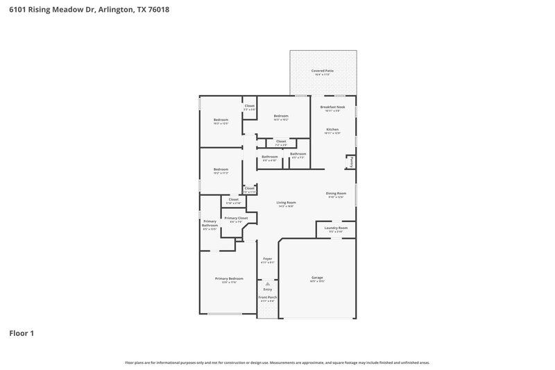 2,495/Mo, 6101 Rising Meadow Dr Arlington, TX 76018 Floor Plan View