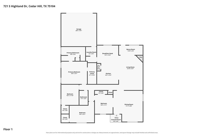 2,370/Mo, 721 S Highland Dr Cedar Hill, TX 75104 Floor Plan View