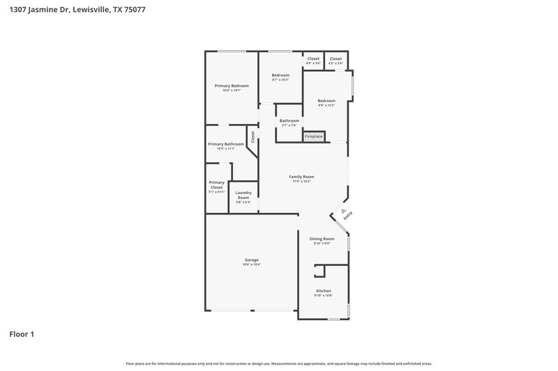 2,455/Mo, 1307 Jasmine Dr Lewisville, TX 75077 Floor Plan View