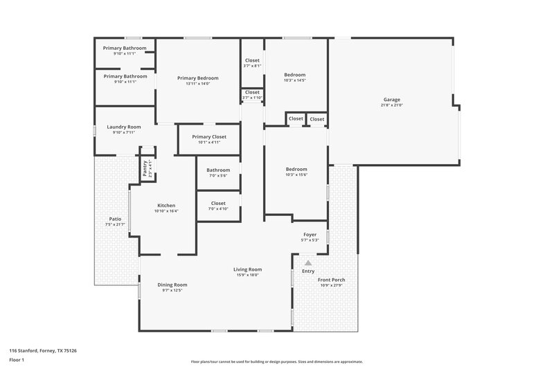1,820/Mo, 116 Stanford Forney, TX 75126 Floor Plan View