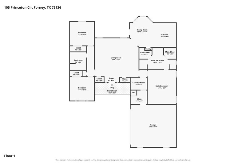 1,760/Mo, 105 Princeton Cir Forney, TX 75126 Floor Plan View