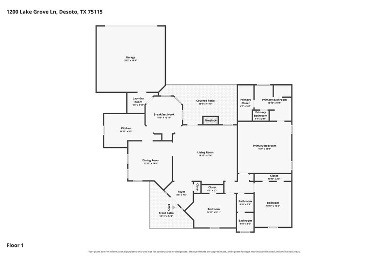 2,340/Mo, 1200 Lake Grove Ln Desoto, TX 75115 Floor Plan View