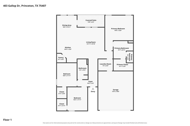 2,075/Mo, 403 Gallop Dr Princeton, TX 75407 Floor Plan View