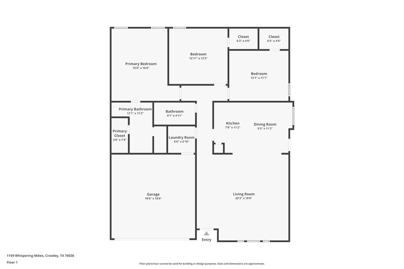 1,840/Mo, 1159 Whispering Mdws Crowley, TX 76036 Floor Plan View
