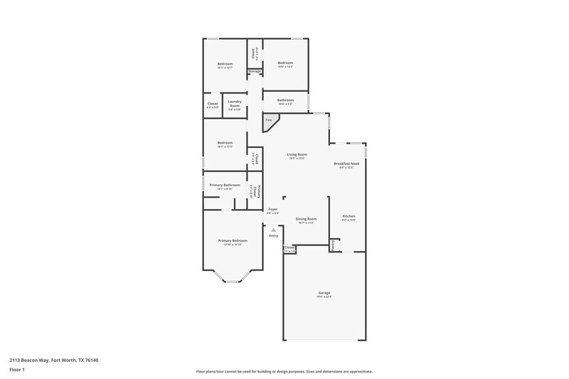 2,005/Mo, 2113 Beacon Way Fort Worth, TX 76140 Floor Plan View