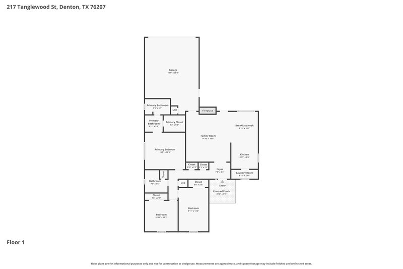 1,960/Mo, 217 Tanglewood St Denton, TX 76207 Floorplan View