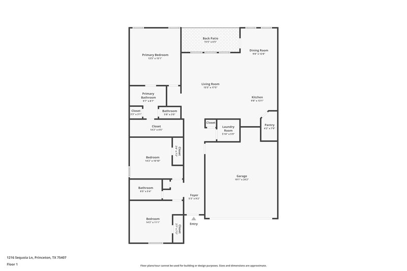 1,950/Mo, 1216 Sequoia Ln Princeton, TX 75407 Floor Plan View