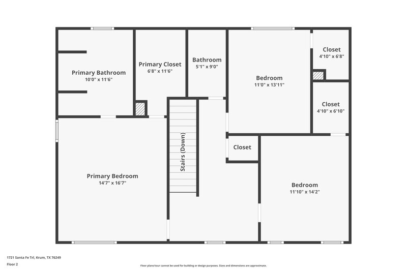 1,720/Mo, 1721 Santa Fe Trl Krum, TX 76249 Floor Plan View 2
