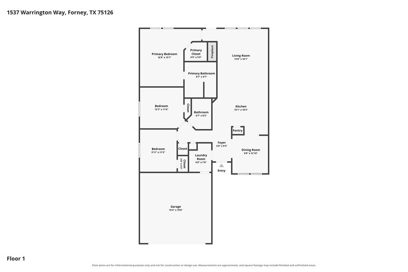 1,905/Mo, 1537 Warrington Way Forney, TX 75126 Floor Plan View