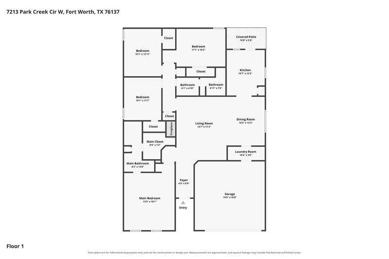 2,070/Mo, 7213 Park Creek Cir W Fort Worth, TX 76137 Floor Plan View