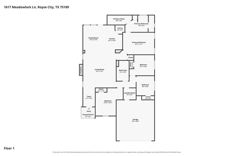 2,225/Mo, 1617 Meadowlark Ln Royse City, TX 75189 Floor Plan View
