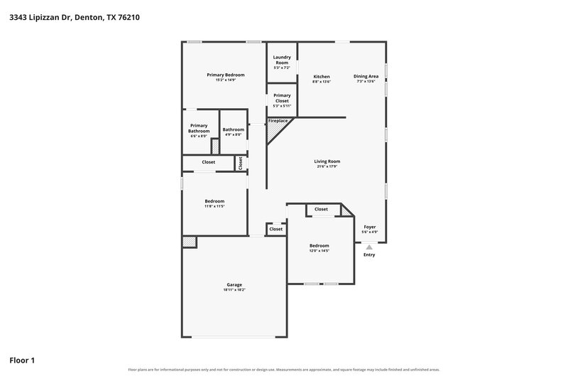 2,220/Mo, 3343 Lipizzan Dr Denton, TX 76210 Floorplan View