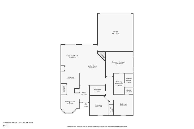 2,130/Mo, 1041 Glencrest Dr Cedar Hill, TX 75104 Floor Plan View