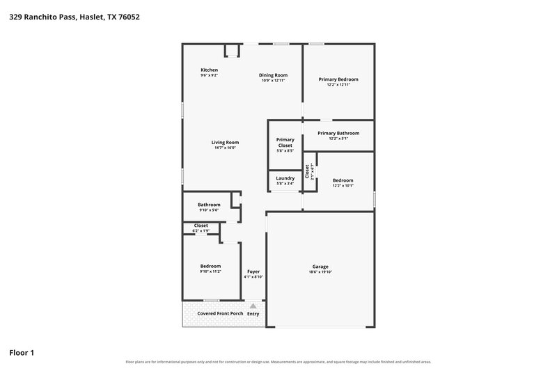 1,855/Mo, 329 Ranchito Pass Haslet, TX 76052 Floor Plan View