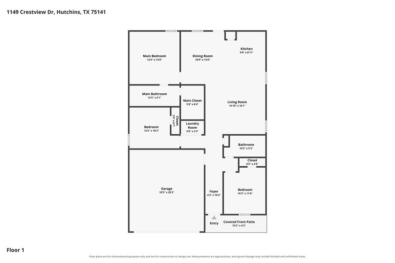 1,945/Mo, 1149 Crestview Dr Hutchins, TX 75141 Floor Plan View