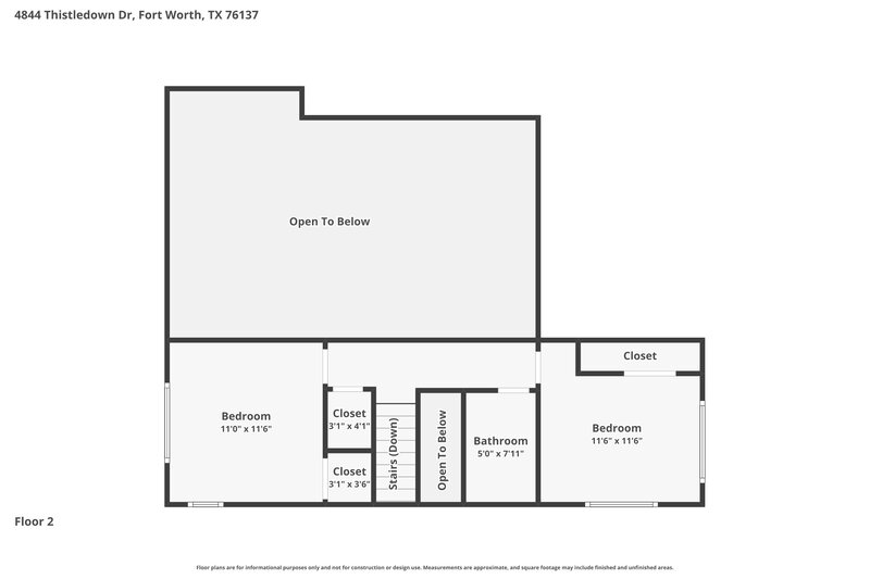 2,135/Mo, 4844 Thistledown Dr Fort Worth, TX 76137 Floor Plan View 2