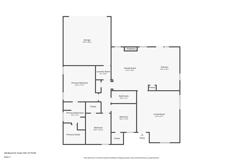 2,120/Mo, 430 Beard Dr Cedar Hill, TX 75104 Floor Plan View