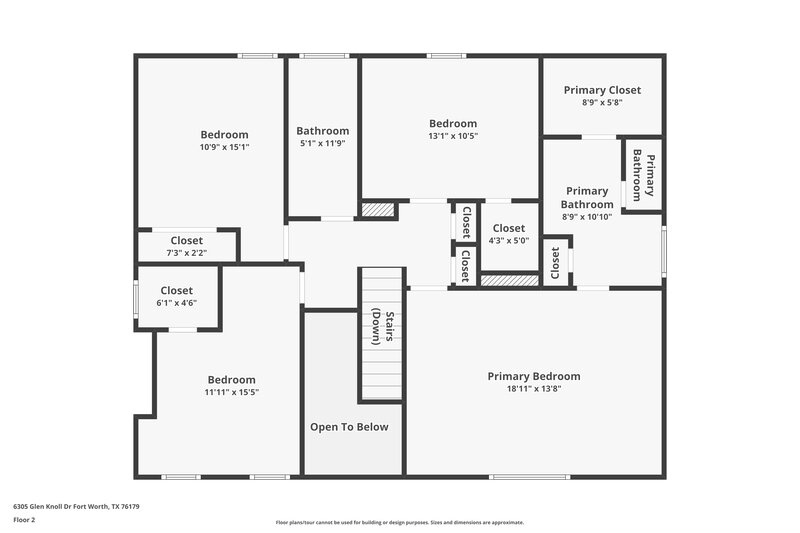 2,180/Mo, 6305 Glen Knoll Dr Fort Worth, TX 76179 Floor Plan View 2