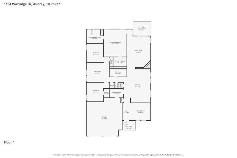 2,190/Mo, 1134 Partridge Dr Aubrey, TX 76227 Floorplan View
