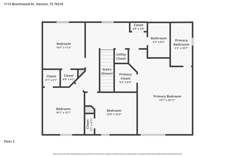 2,195/Mo, 1112 Beechwood Dr Denton, TX 76210 Floor Plan View 2