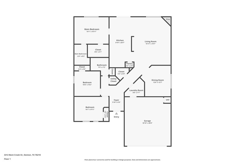2,000/Mo, 3312 Bent Creek Dr Denton, TX 76210 Floor Plan View