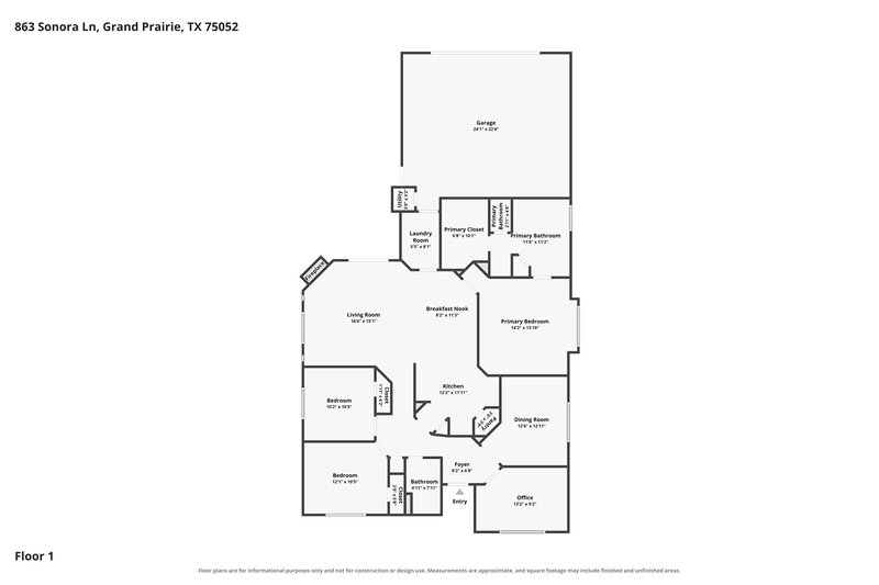 2,530/Mo, 863 Sonora Ln Grand Prairie, TX 75052 Floor Plan View