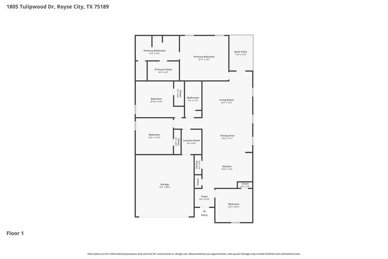 2,160/Mo, 1805 Tulipwood Dr Royse City, TX 75189 Floorplan View