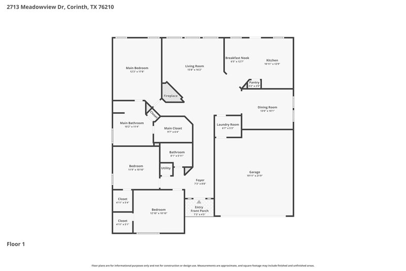 2,260/Mo, 2713 Meadowview Dr Corinth, TX 76210 Floor Plan View