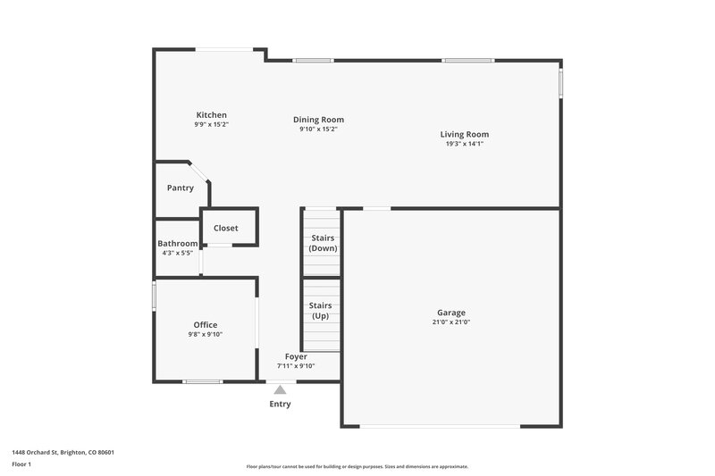 2,660/Mo, 1448 Orchard St Brighton, CO 80601 Floorplan View