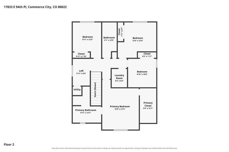 2,900/Mo, 17833 E 94th Pl Commerce City, CO 80022 Floor Plan View
